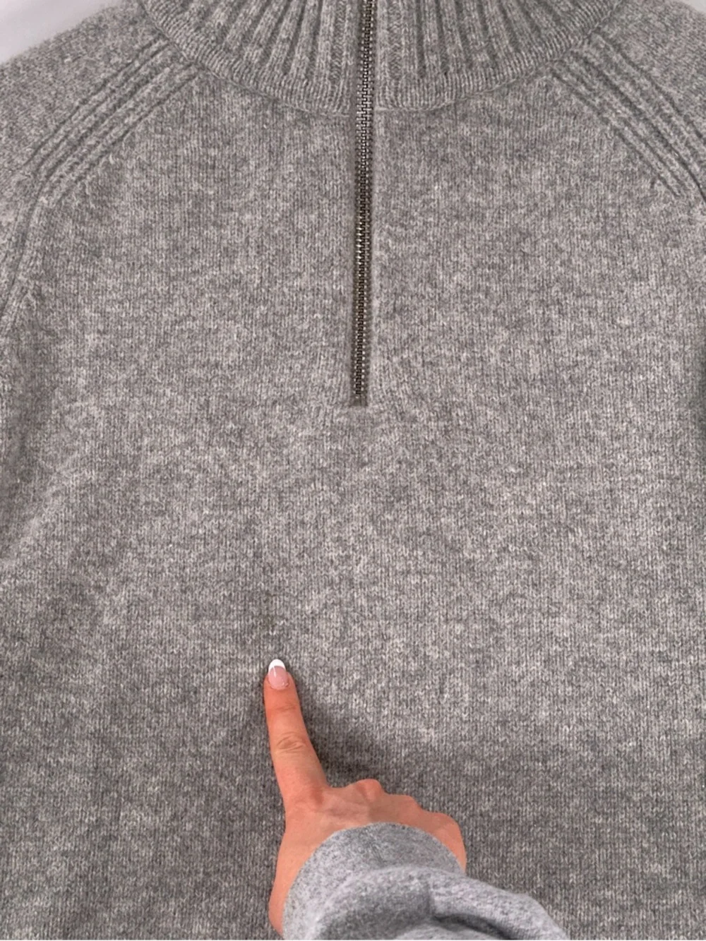 A Day's March Half Zip Sweater Mock Neck Lambswool Heather Grey Mens Large
